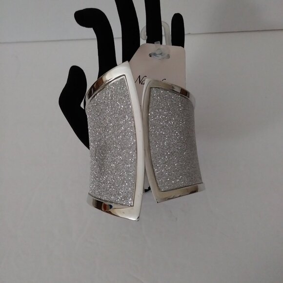 Natasha Abstract Cuff Bracelet Silver Tone - Picture 6 of 10